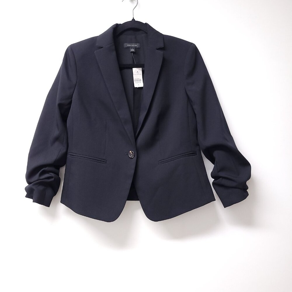 NWT Ann Taylor Womens Blazer Size 4 Black Work Career Office